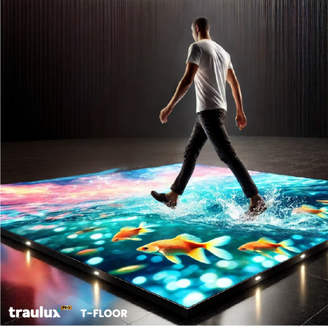 Experiències dinàmiques amb pantalles LED de terra T-Floor de Traulux 