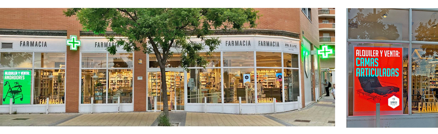Farmacia Avenida de La Paz en Getafe: Comunicación dinámica con pantallas LED y cartelería digital  