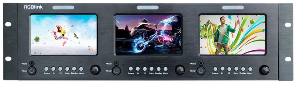 RGBLINK MONITOR RACK TRIPLE LCD CVBS/DVI CON ADAPTER VGA Y HDMI_0