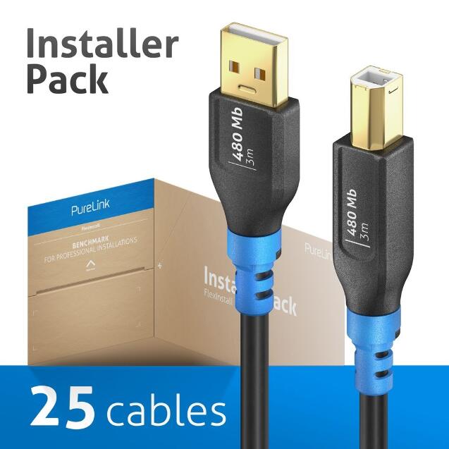 PURELINK CABLE USB 2.0 A/B 480MBPS FLEX 3M 25UDS_0