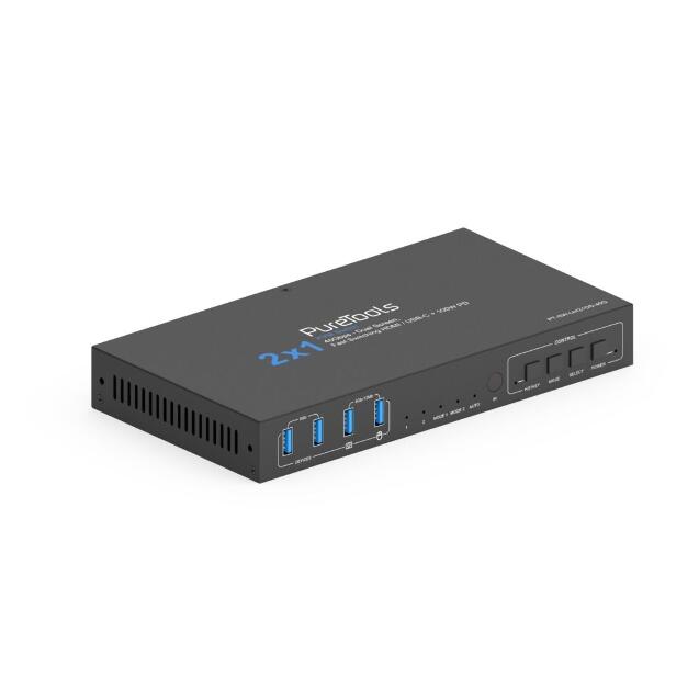 CONECTOR KVM PURETOOLS 2X1 DUAL SCREEN USB C HDMI 40G PARA INSTALACIONES AV PROFESIONALES_0
