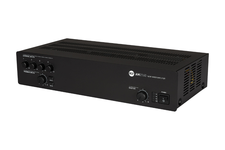 AMPLIFICADOR MEZCLADOR RCF DE 4+2 ENTRADAS 160 W AC 4 MIC/LINE PHANTOM ACTIVACIÓN VOX. PRIORIDAD_0