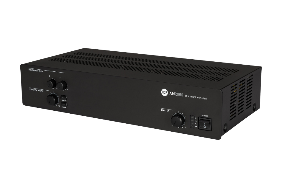 AMPLIFICADOR MEZCLADOR RCF DE 2+2 ENTRADAS 80 W AC 2 MIC/LINE PHANTOM ACTIVACIÓN VOX. PRIORIDAD_0