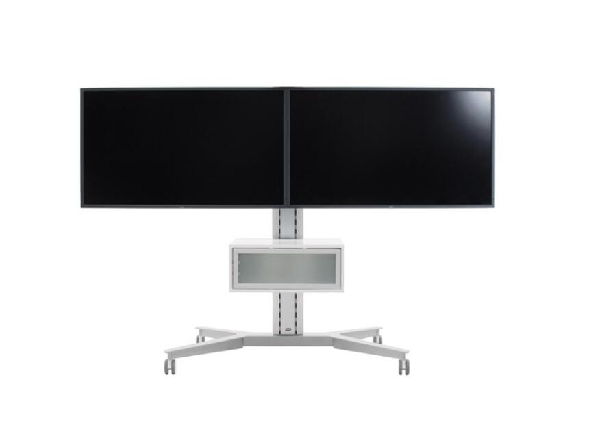 SMS SOPORTE VIDEOCONFERENCIA SUELO MÓVIL 2 MONITORES 40"-46" CON MEDIABOX BLANCO_0
